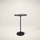 Renwil Adeline Accent Table with round black marble top and slim black metal pedestal base.