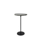 Renwil Adeline Accent Table with round black marble top and slim black metal pedestal base.
