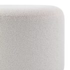 Renwil Audrina Ottoman with round silhouette upholstered in soft white textured fabric.