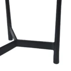 Renwil Avila Accent Table with round black marble top and minimalist three-leg black iron frame.