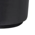 Renwil Colum Ottoman with oversized round silhouette upholstered in deep charcoal fabric.