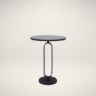 Renwil Eryx Accent Table with round black top and open geometric pedestal base in matte black metal.