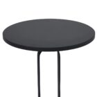 Renwil Eryx Accent Table with round black top and open geometric pedestal base in matte black metal.