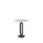 Renwil Irene Accent Tables, set of two, with round white marble tops and antique brass open-frame pedestal bases