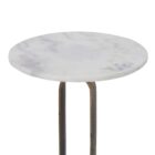 Renwil Irene Accent Tables, set of two, with round white marble tops and antique brass open-frame pedestal bases