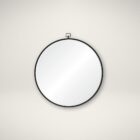 Renwil Rayden Mirror with round shape, black metal frame, and top loop accent.