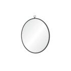 Renwil Rayden Mirror with round shape, black metal frame, and top loop accent.