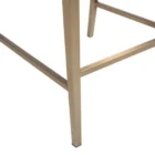 Modern counter stool with grey textured fabric seat and back, slim bronze-finished metal legs, and built-in footrest.