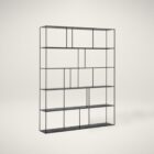 Extra-large black Eiffel bookcase with staggered open shelves in a modern geometric design.
