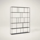 Extra-large black Eiffel bookcase with staggered open shelves in a modern geometric design.