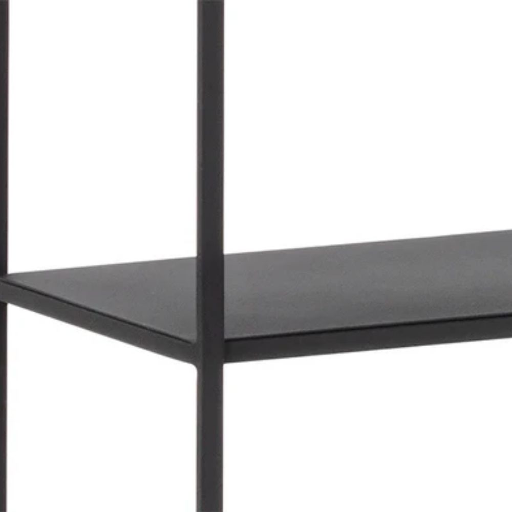 Extra-large black Eiffel bookcase with staggered open shelves in a modern geometric design.