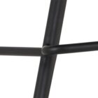 Modern swivel counter stool with black faux leather seat, curved arms, and black metal spider-leg base.