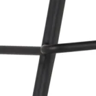Modern swivel counter stool with black faux leather seat, curved arms, and black metal spider-leg base.