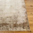 Beige and taupe distressed rug with a soft faded border design and subtle vintage-inspired texture.