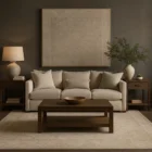Beige and ivory rug with subtle floral motifs and a delicate bordered pattern.