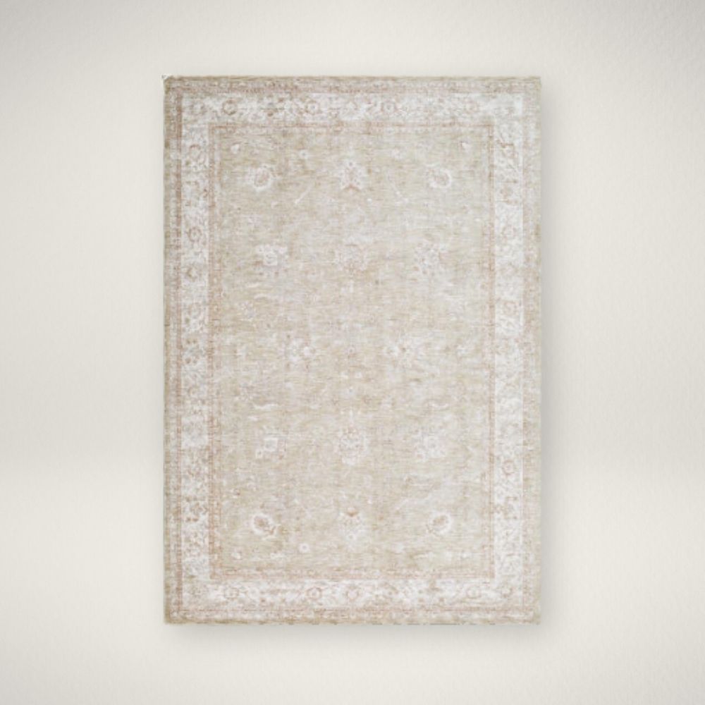 SY Da Vinci 2317 Beige and ivory rug with subtle floral motifs and a delicate bordered pattern.