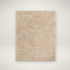 Traditional machine woven rug with ornate medallion and border design in warm beige and ivory tones.