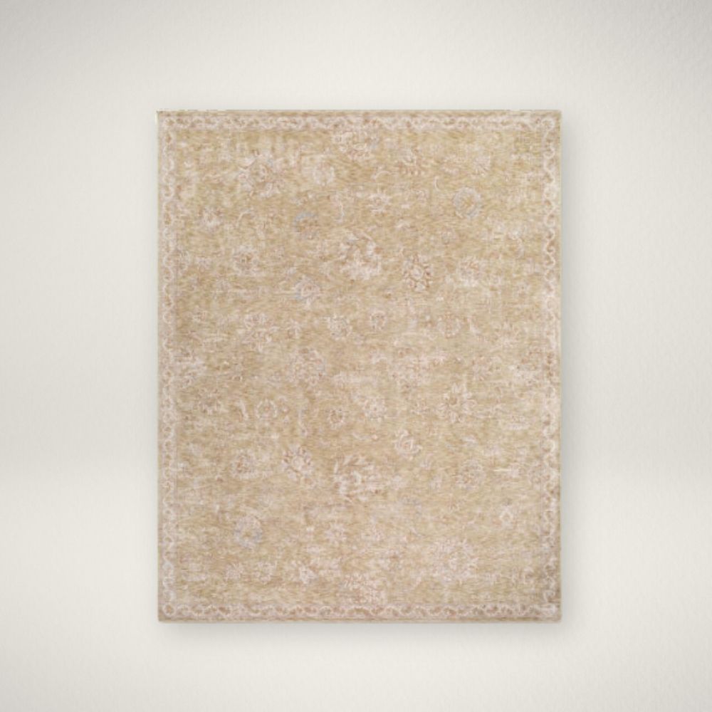 SY Da Vinci RUG Traditional machine woven rug with ornate medallion and border design in warm beige and ivory tones.