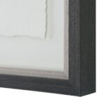 Set of six framed botanical prints featuring delicate illustrations of grasses and plants in green tones on white backgrounds with dark frames.