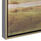 Panoramic landscape artwork depicting a hazy lakeside scene with muted tones of soft white, beige, and earthy greens, framed in a slim border.