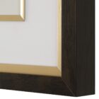 Set of six framed botanical orchid prints in soft, natural colors with dark wood frames and white mats.