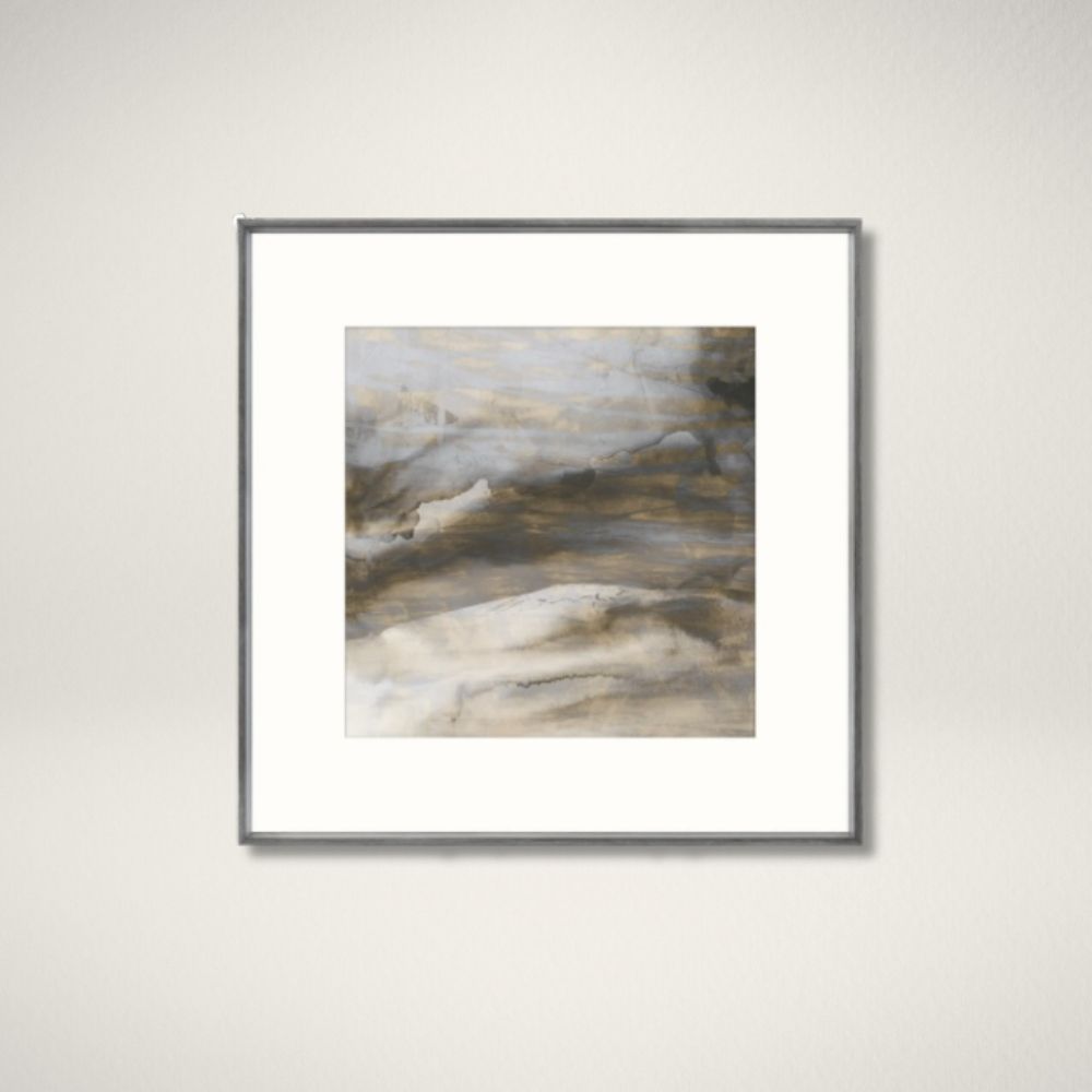 CL SURFACE I 2 Celadon Surface wall art featuring an abstract watercolor-inspired design in warm earthy tones with a sleek frame.