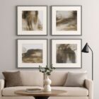 Celadon Surface wall art featuring an abstract watercolor-inspired design in warm earthy tones with a sleek frame.