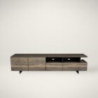 Huppรฉ Agora wood veneer media stand with sliding doors and open shelving