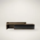 Huppé Studio modern asymmetrical media stand in oak and lacquer