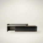 Huppé Studio modern asymmetrical media stand in oak and lacquer