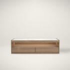 Huppรฉ Ziggy oak media stand with marble top and sleek storage drawers