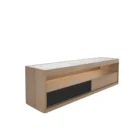 Huppé Ziggy oak media stand with marble top and sleek storage drawers