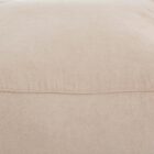 Square pouf in soft beige fabric with a casual, structured design.