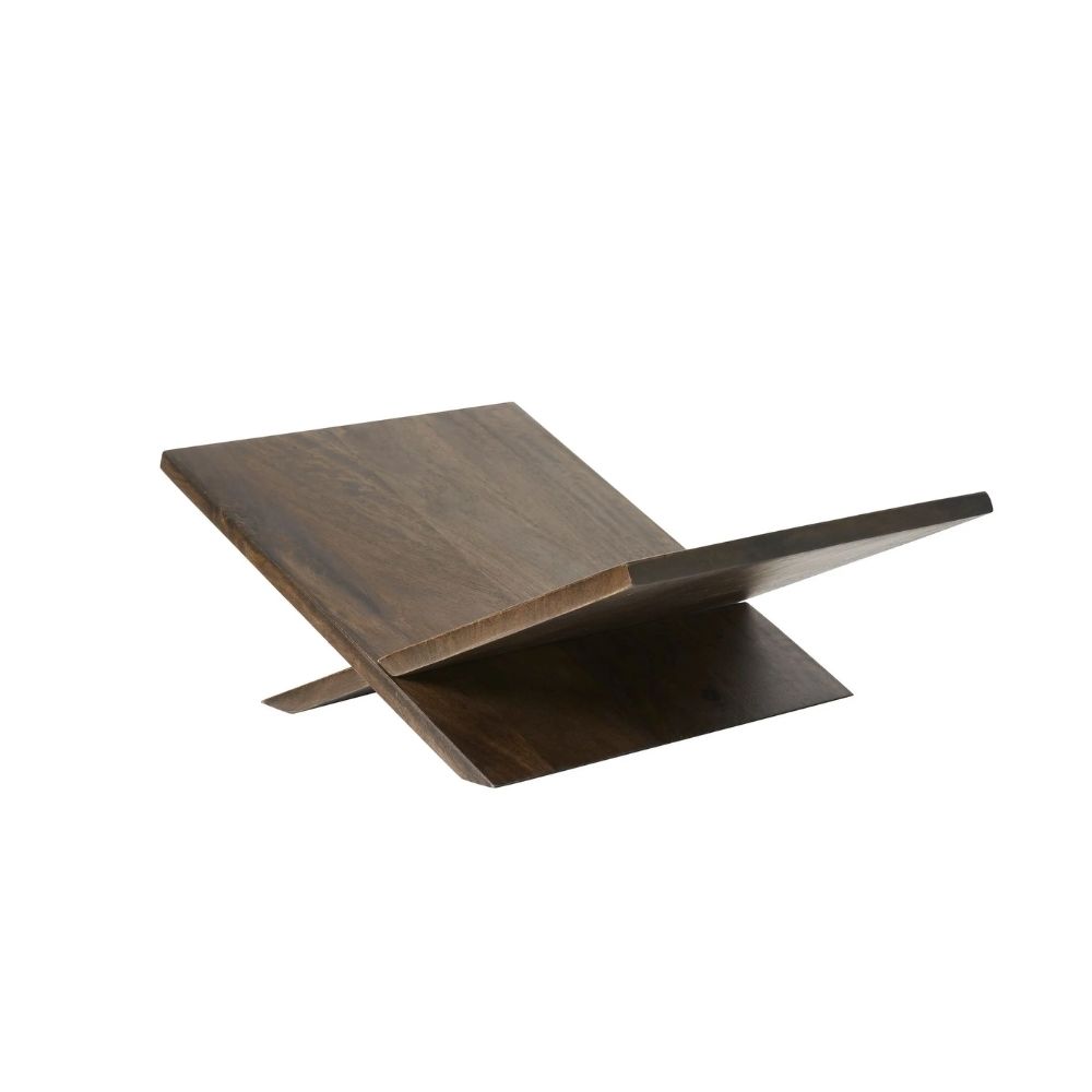 Renwil Ocra wooden magazine holder with a modern X-shaped design in a dark finish.