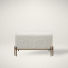 Renwil Sakura upholstered bench with off-white linen seat and bronze metal base