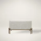 Renwil Sakura upholstered bench with off-white linen seat and bronze metal base
