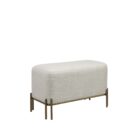 Renwil Sakura upholstered bench with off-white linen seat and bronze metal base