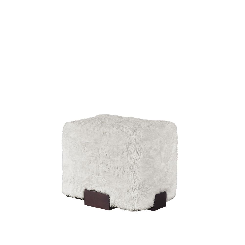 Wilshire ottoman with faux fur upholstery and dark block base