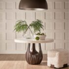 Wilshire ottoman with faux fur upholstery and dark block base