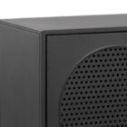 Sunpan Aziza black media console with perforated cabinet doors and slim legs