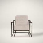 Universal Farris Chair with a modern open-frame design, upholstered seat and back, and sleek metal arms with wood accents.