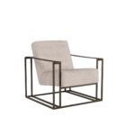 Universal Farris Chair with a modern open-frame design, upholstered seat and back, and sleek metal arms with wood accents.