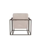 Universal Farris Chair with a modern open-frame design, upholstered seat and back, and sleek metal arms with wood accents.