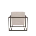 Universal Farris Chair with a modern open-frame design, upholstered seat and back, and sleek metal arms with wood accents.
