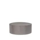 Universal Kirkos round ottoman in soft grey fabric upholstery