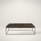 Universal Travers bench with tufted leather seat and open metal base