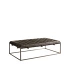 Universal Travers bench with tufted leather seat and open metal base