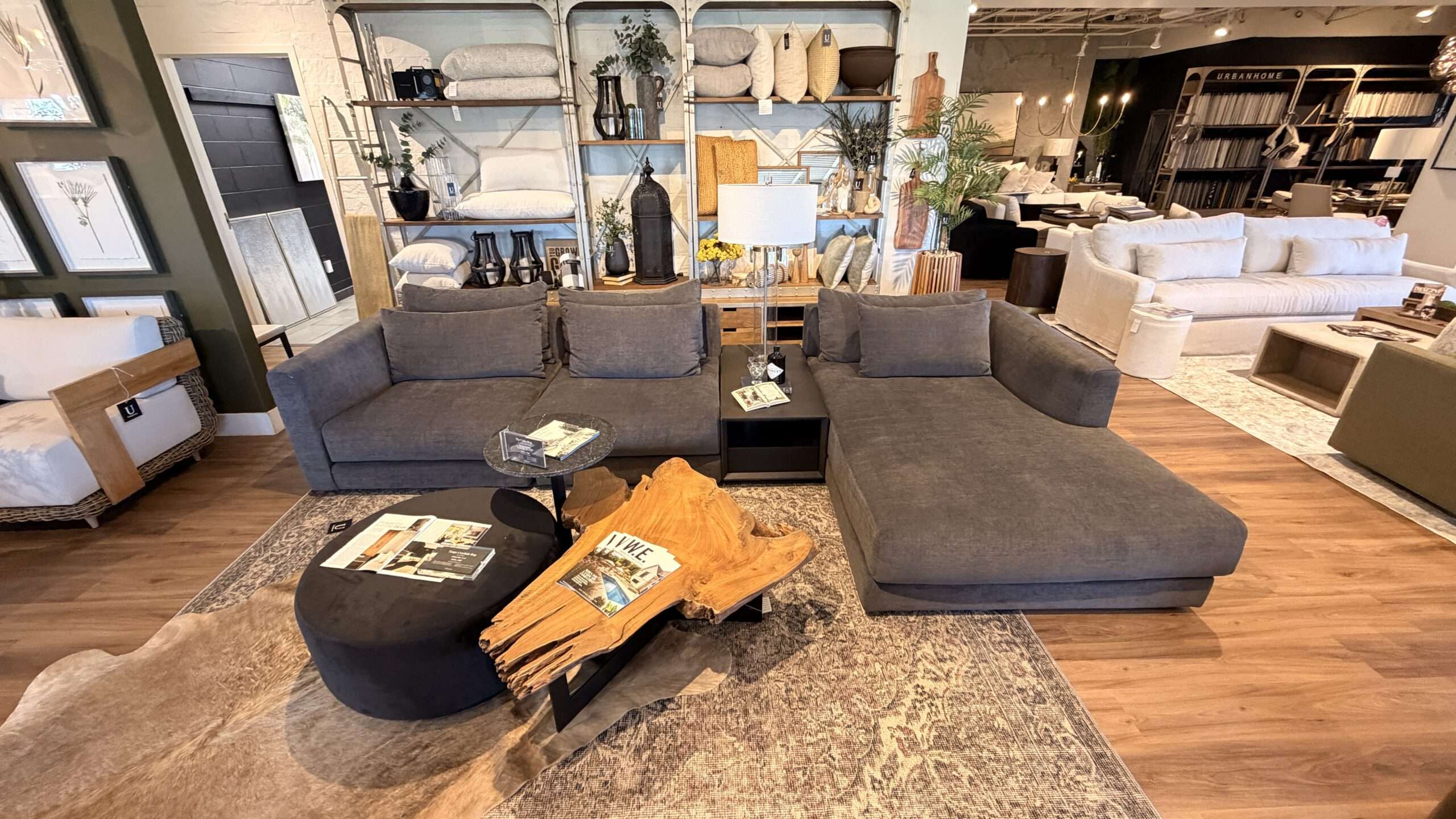 Designer sofa and curated furnishings at Urbanhome furniture store in Windsor Ontario