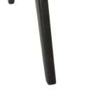 Modern black wood accent chair with woven cane back and neutral upholstered seat.