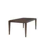 Rectangular wood dining table with a clean top and tapered legs in a warm medium-dark finish.